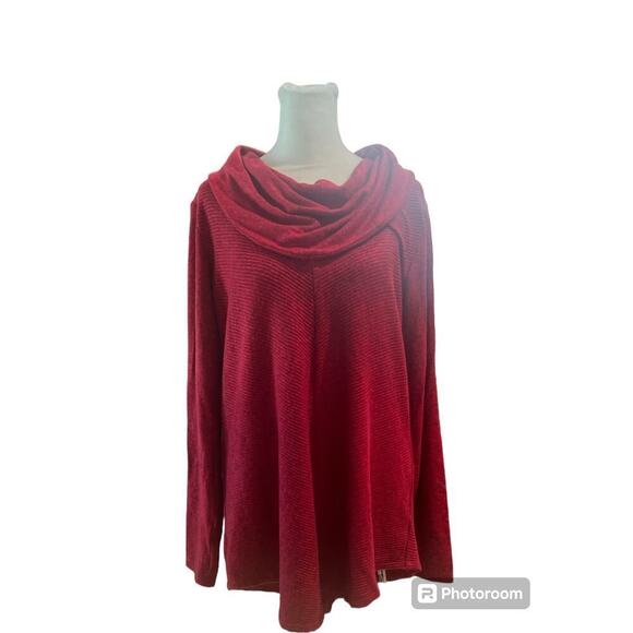 AGB Cowl Neck Red Heather Long Sleeve Sweater Size Large - Picture 1 of 5